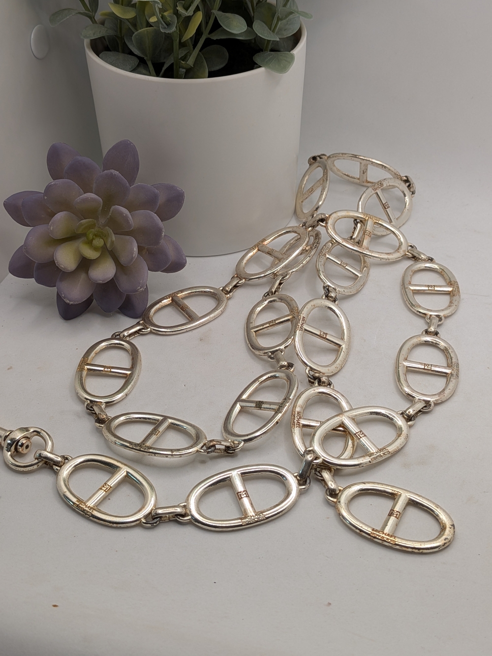 Michael Kors Vintage Silver-Tone Oval Link Belt
